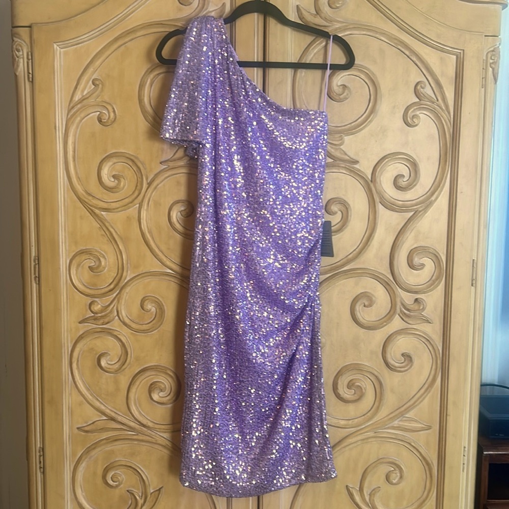 Love X Design Sequin Below Knee Party Dress Lavender Frost New